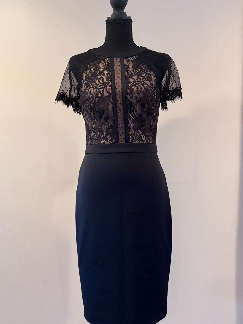 Tadashi Shoji Black Lace Midi Sheath Dress